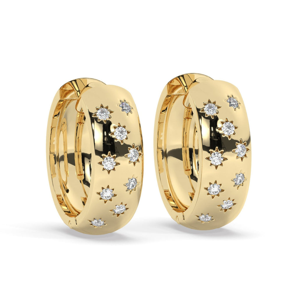 Star Diamond Huggie Hoop Earrings