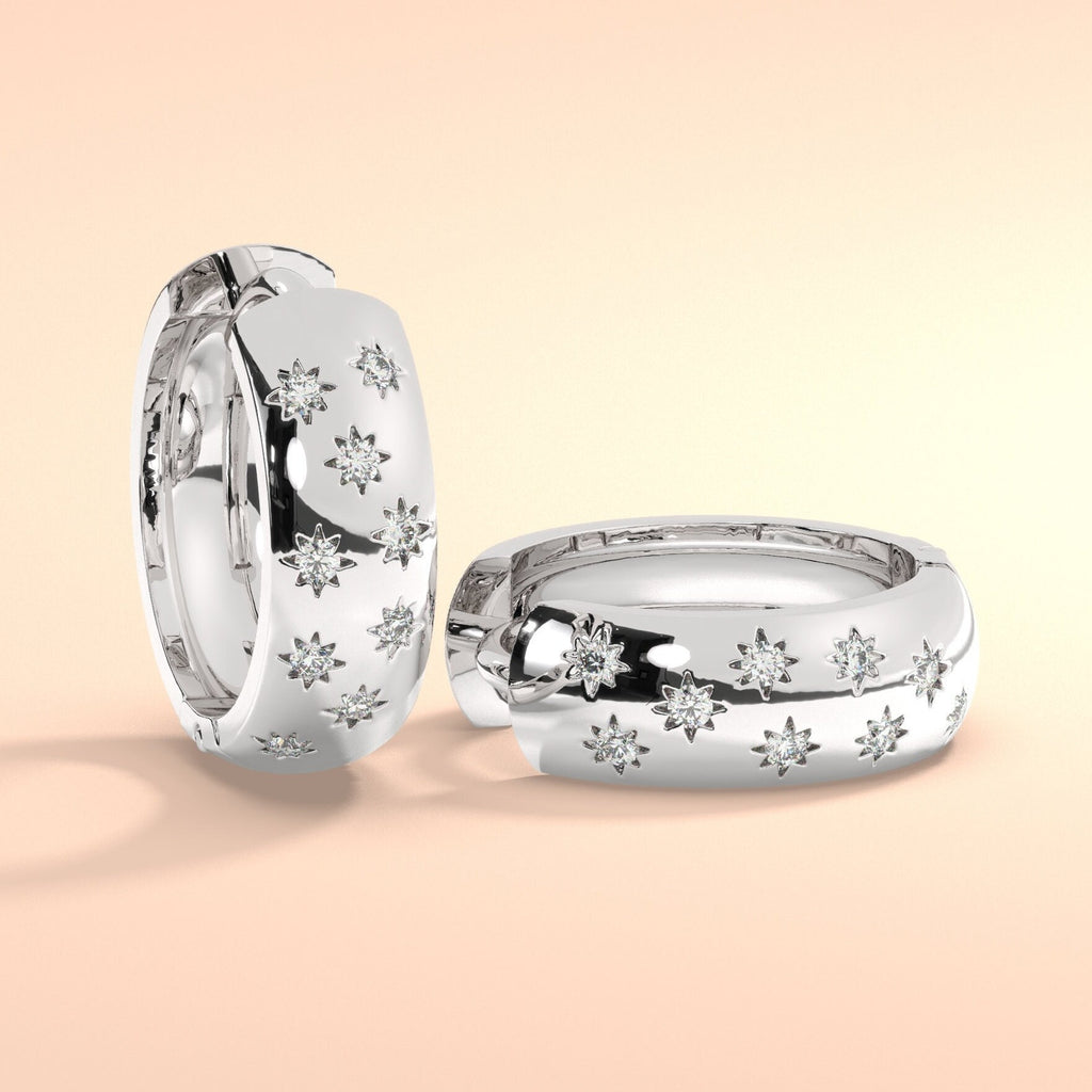 Star Diamond Huggie Hoop Earrings