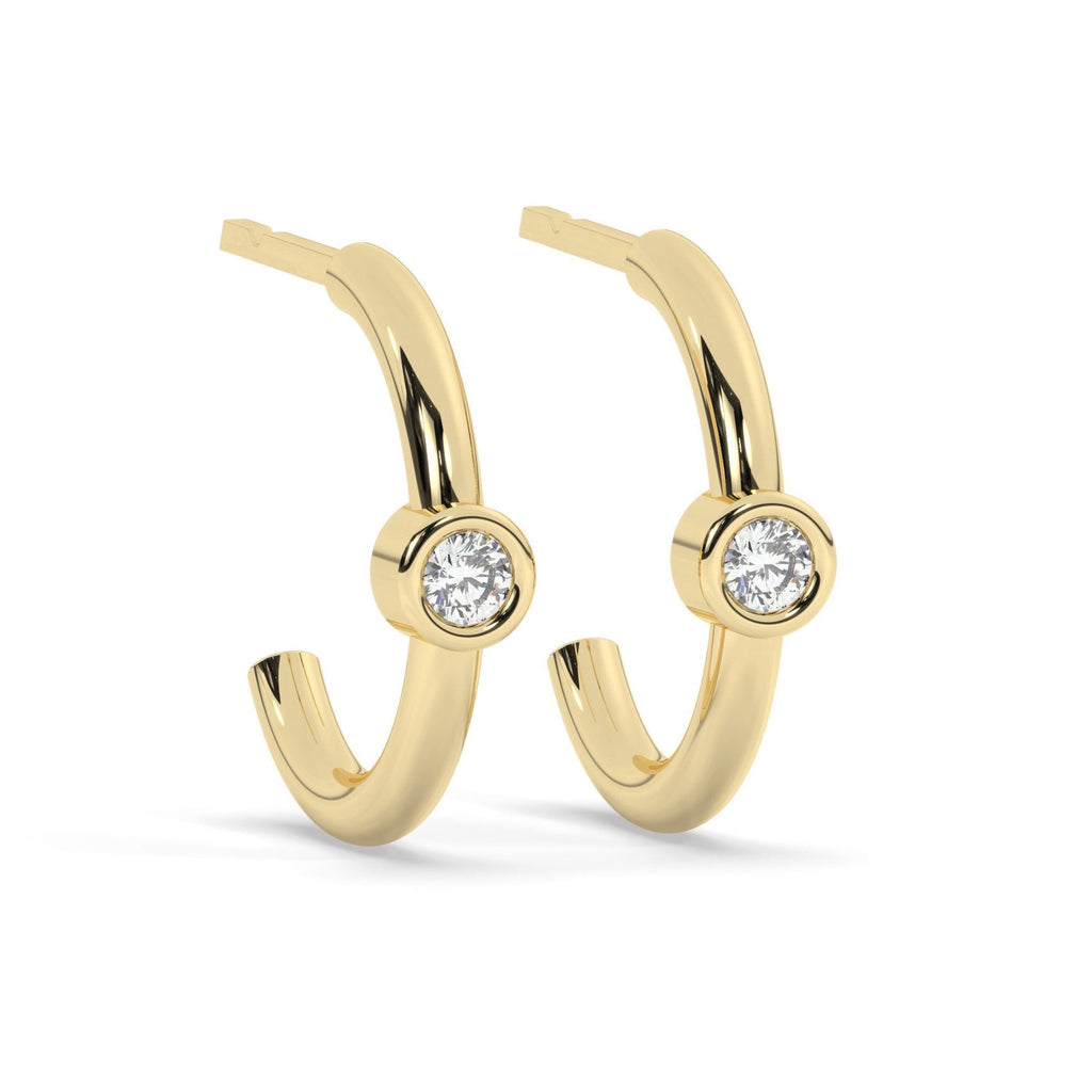 Bezel Diamond Hoop Earrings