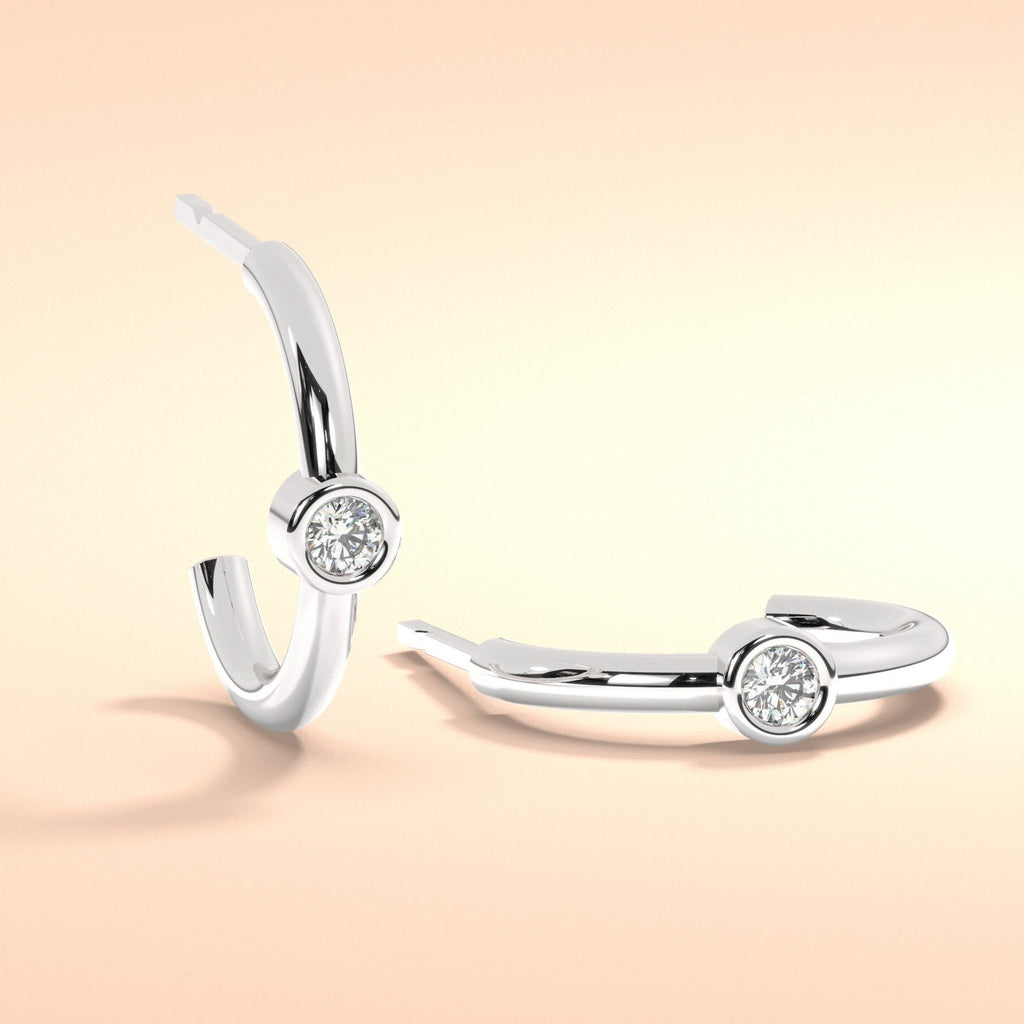 Bezel Diamond Hoop Earrings