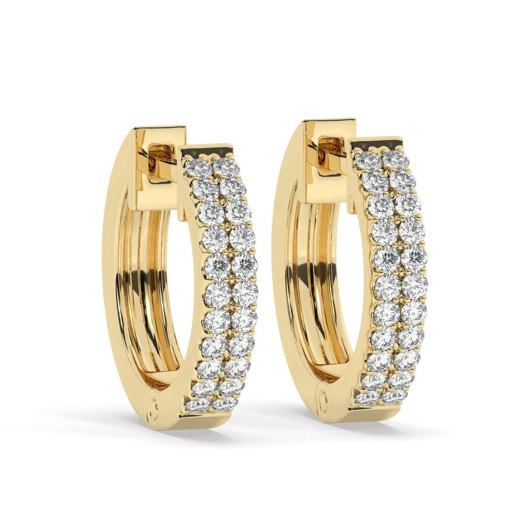 Double Row Diamond Hoop Earrings