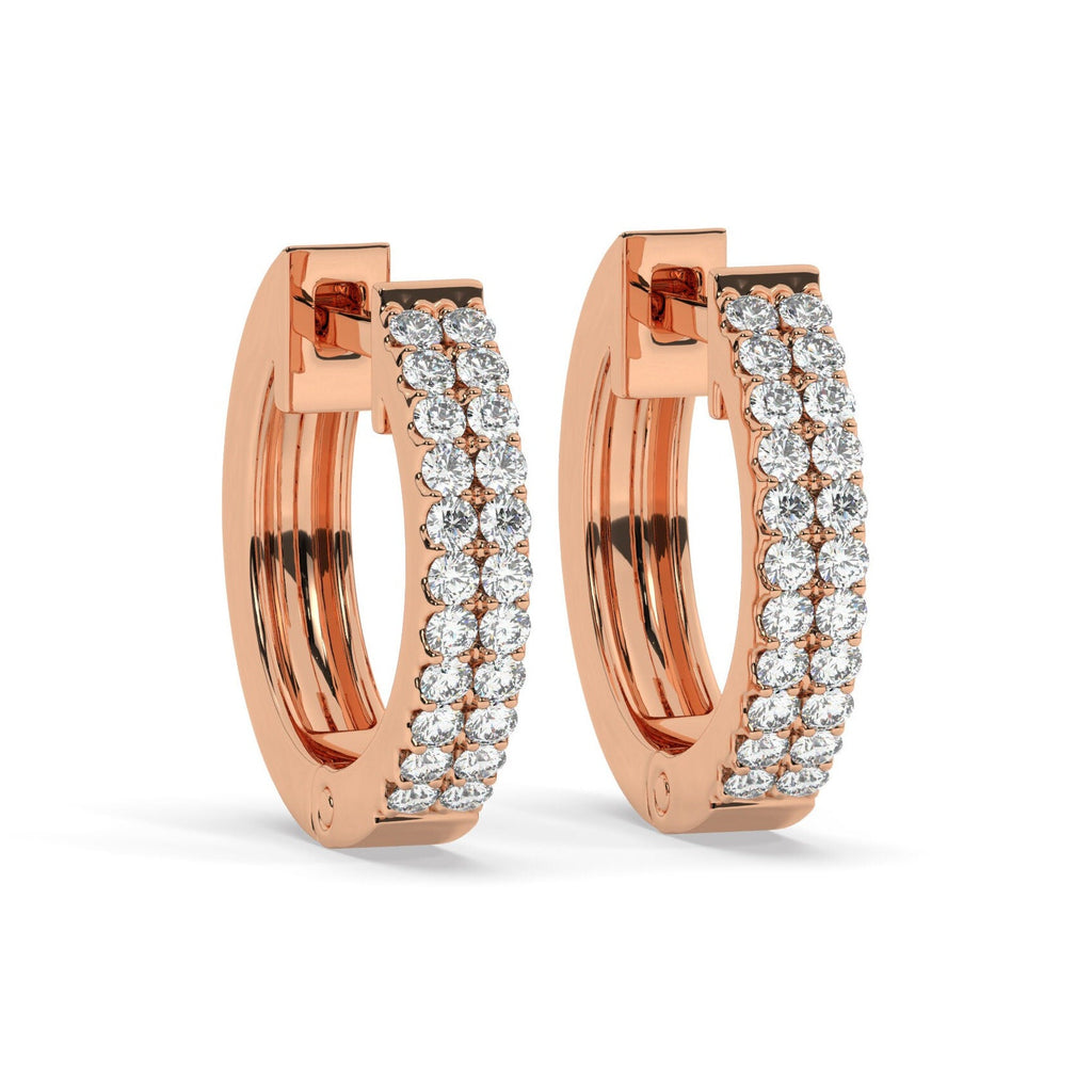 Double Row Diamond Hoop Earrings