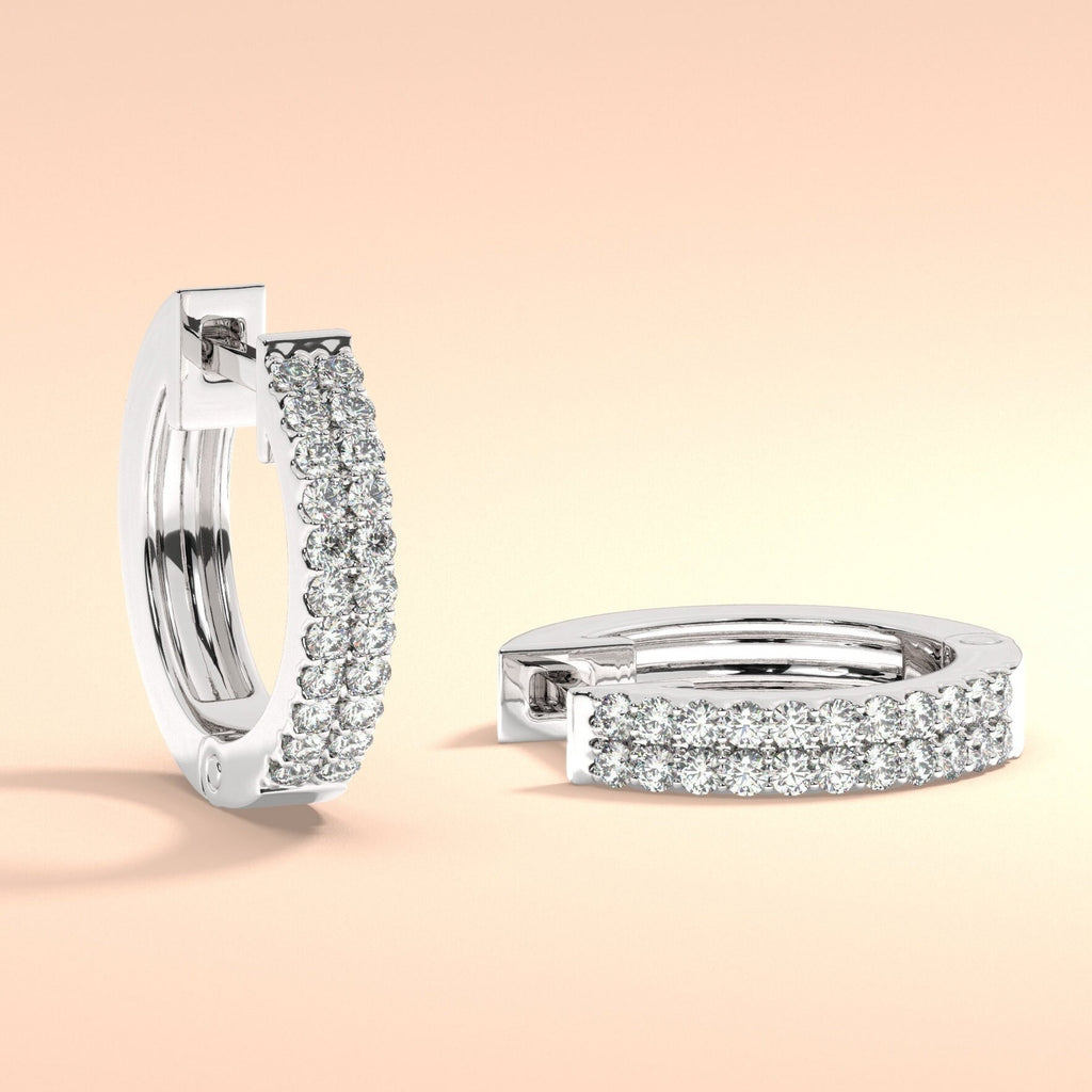 Double Row Diamond Hoop Earrings