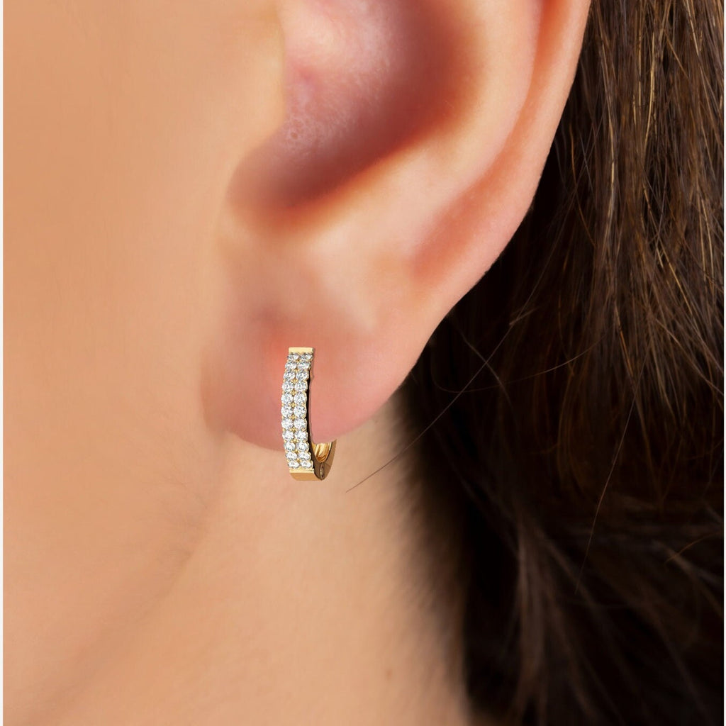 Double Row Diamond Hoop Earrings