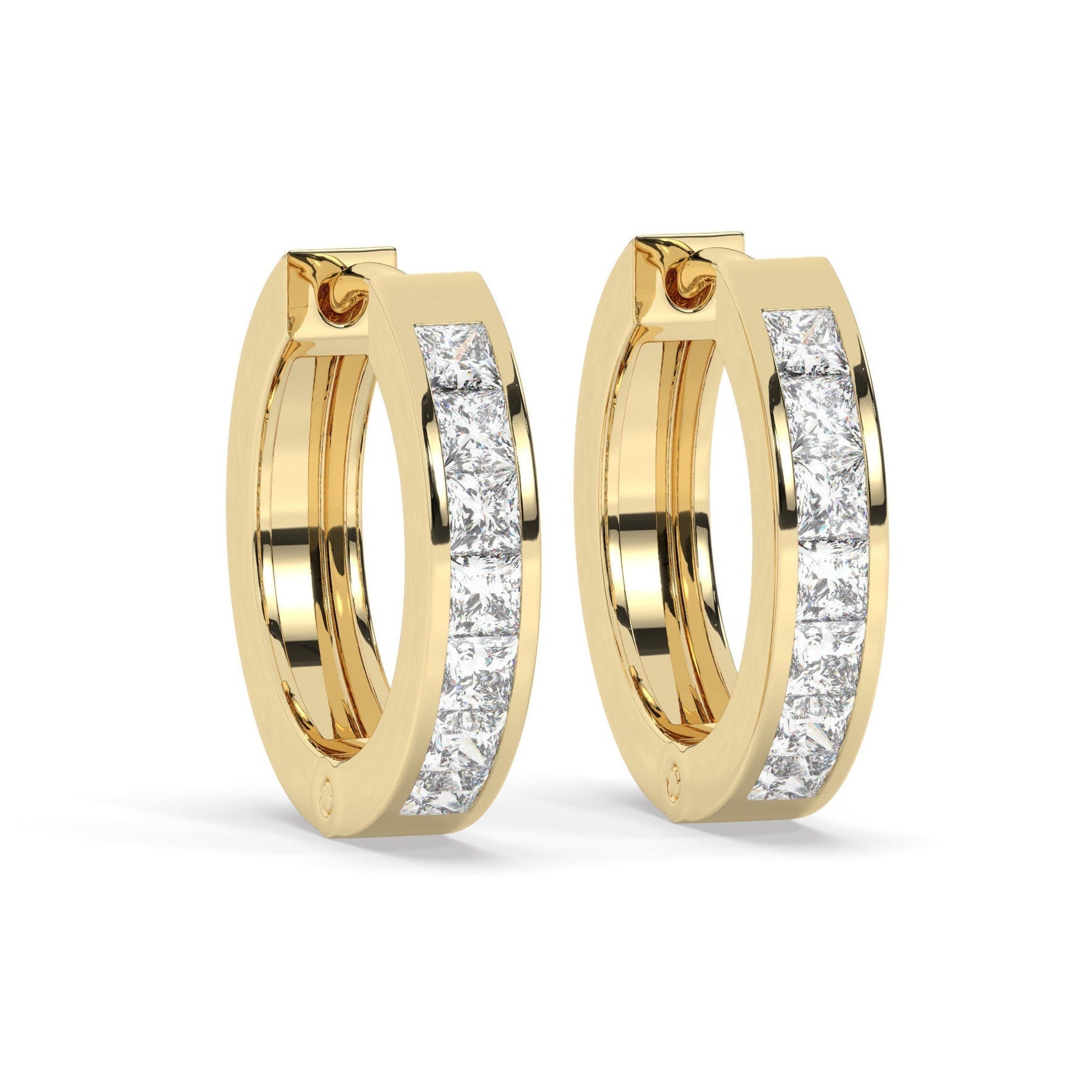 Channel Diamond Huggie Earrings
