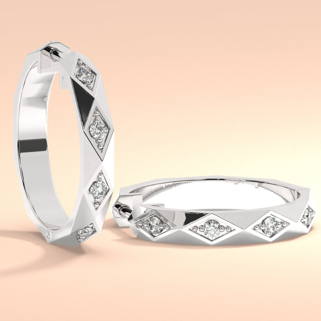 Diamond Hoop Huggie Earrings