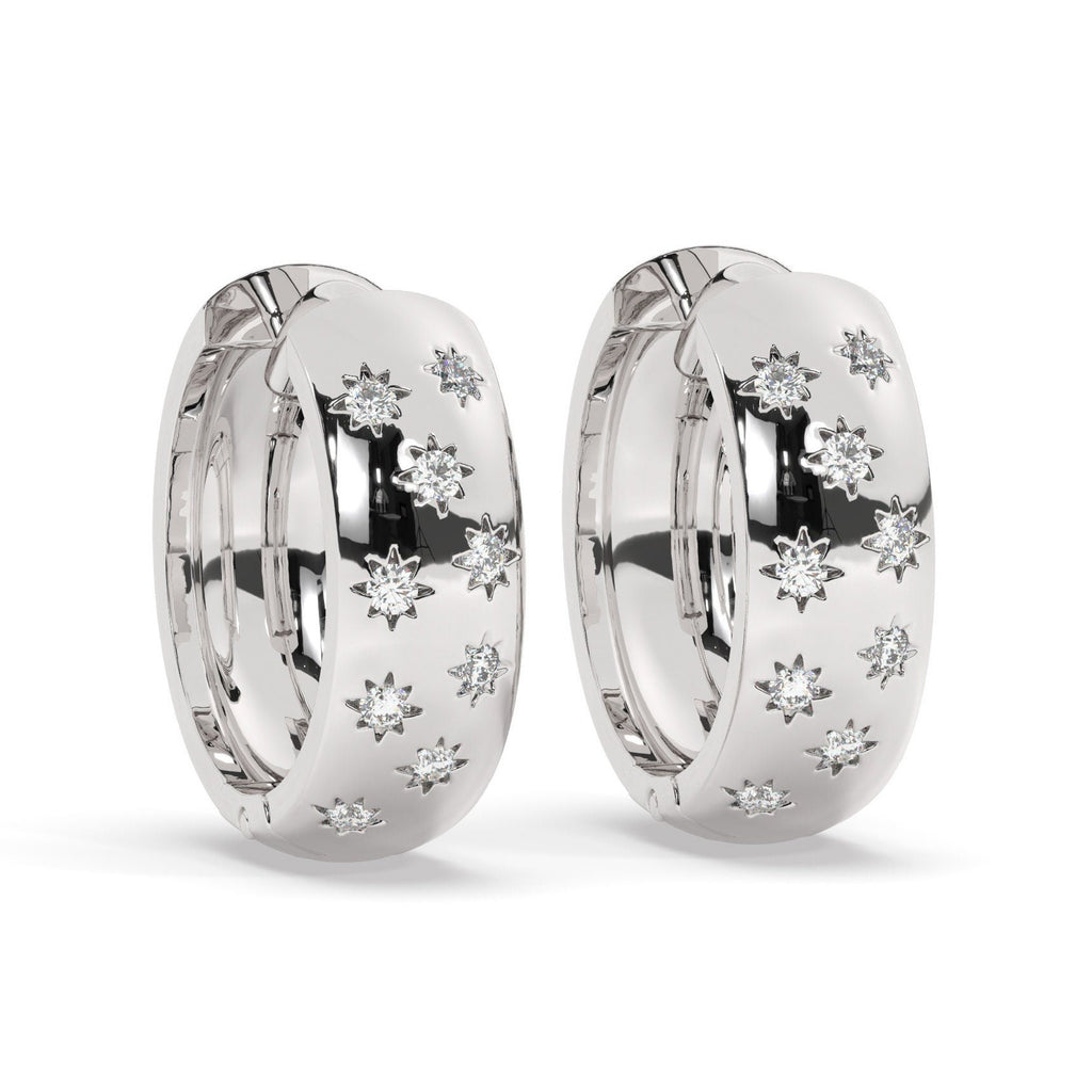 Star Diamond Huggie Hoop Earrings
