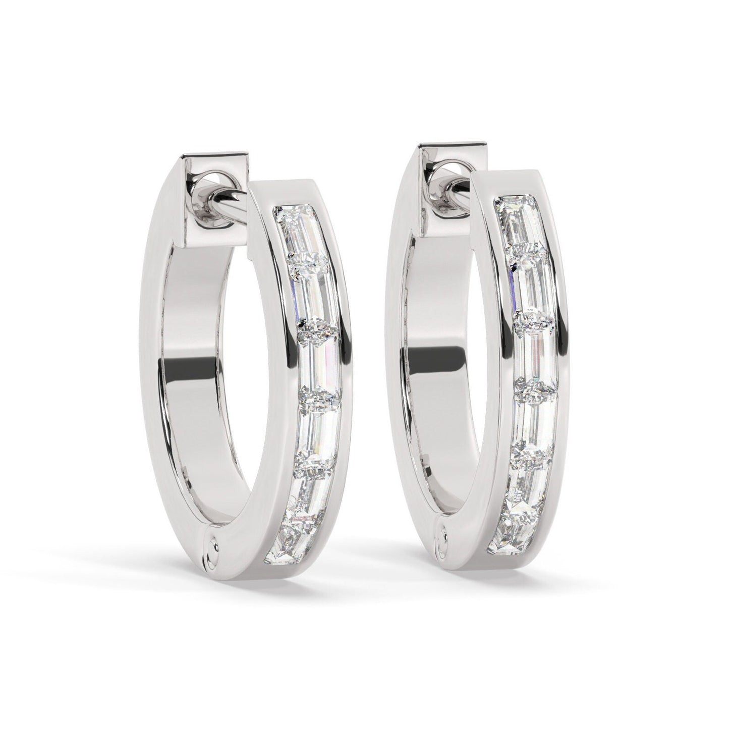 Baguette Diamond Hoop Earrings