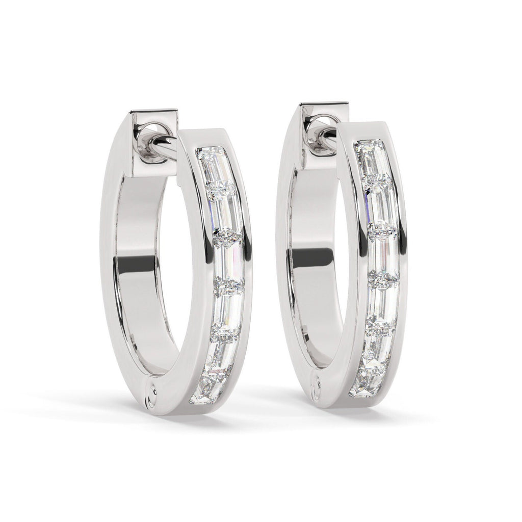 Baguette Diamond Hoop Earrings
