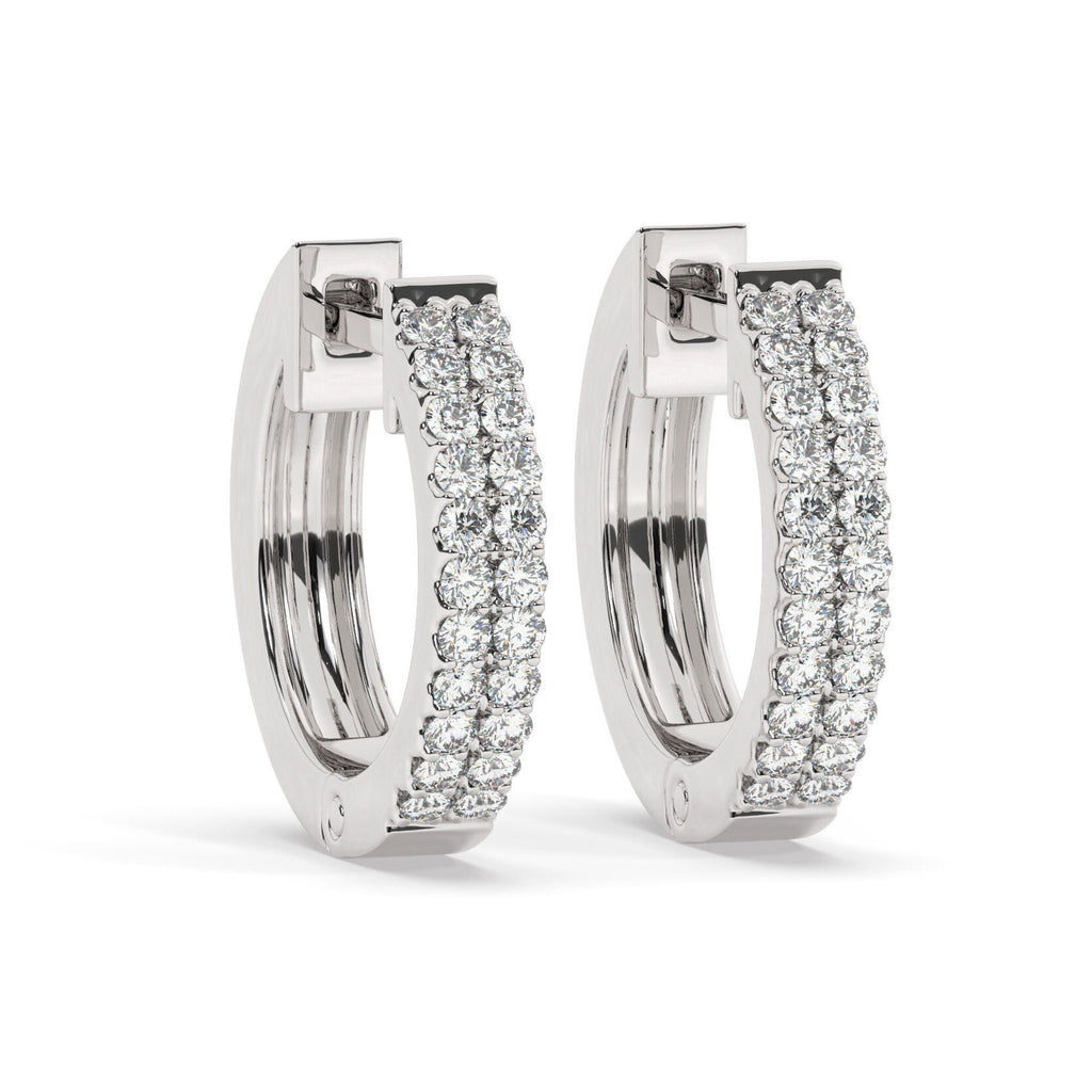 Double Row Diamond Hoop Earrings
