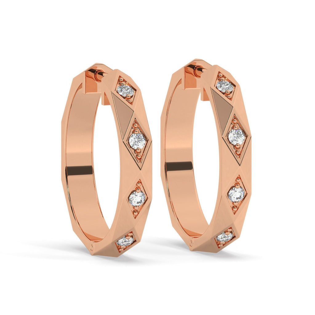 Diamond Hoop Huggie Earrings