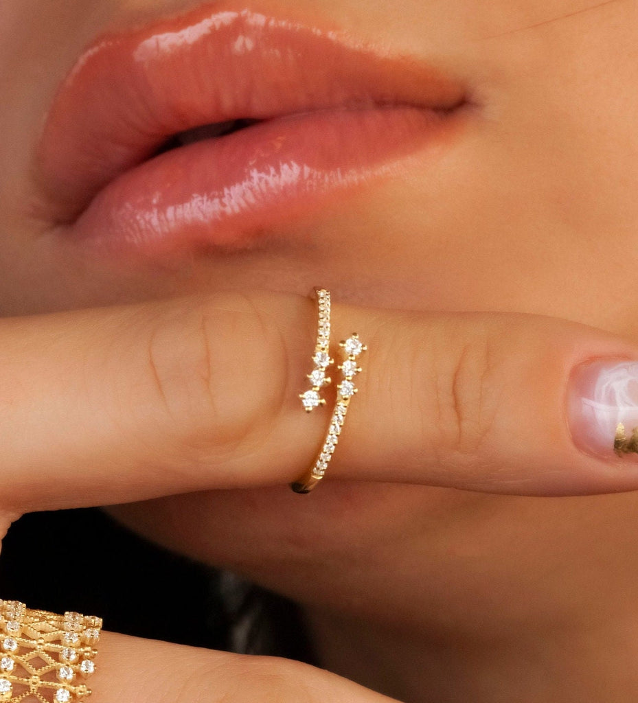 Diamond Spiral Cuff Ring