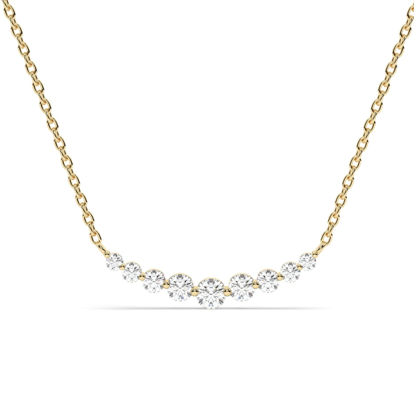 Floating Diamond Necklace, 14k Curved Bar Necklace, Minimalist Diamond Necklace / Gift for her / Dainty Diamond Necklace