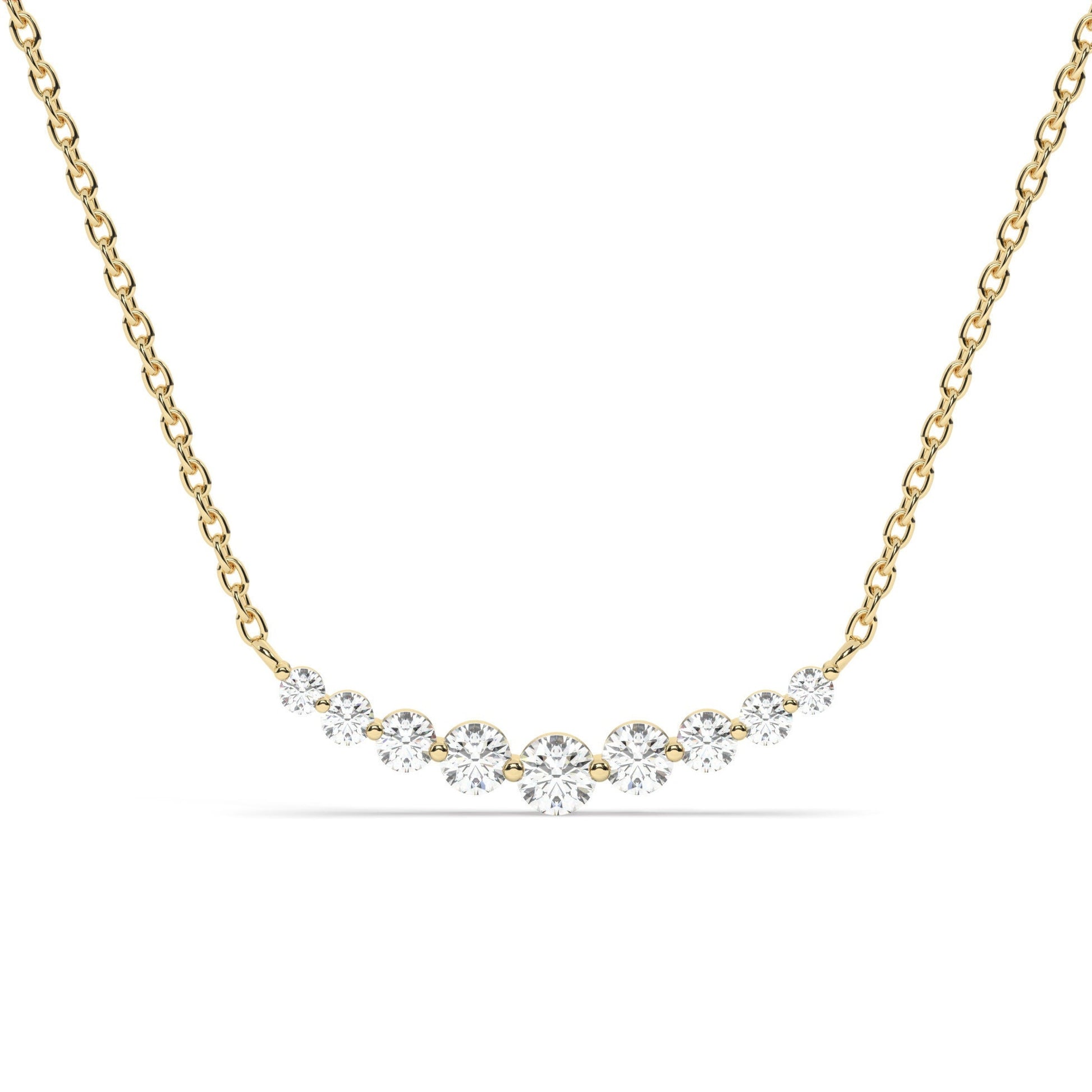 Floating Diamond Necklace, 14k Curved Bar Necklace, Minimalist Diamond Necklace / Gift for her / Dainty Diamond Necklace