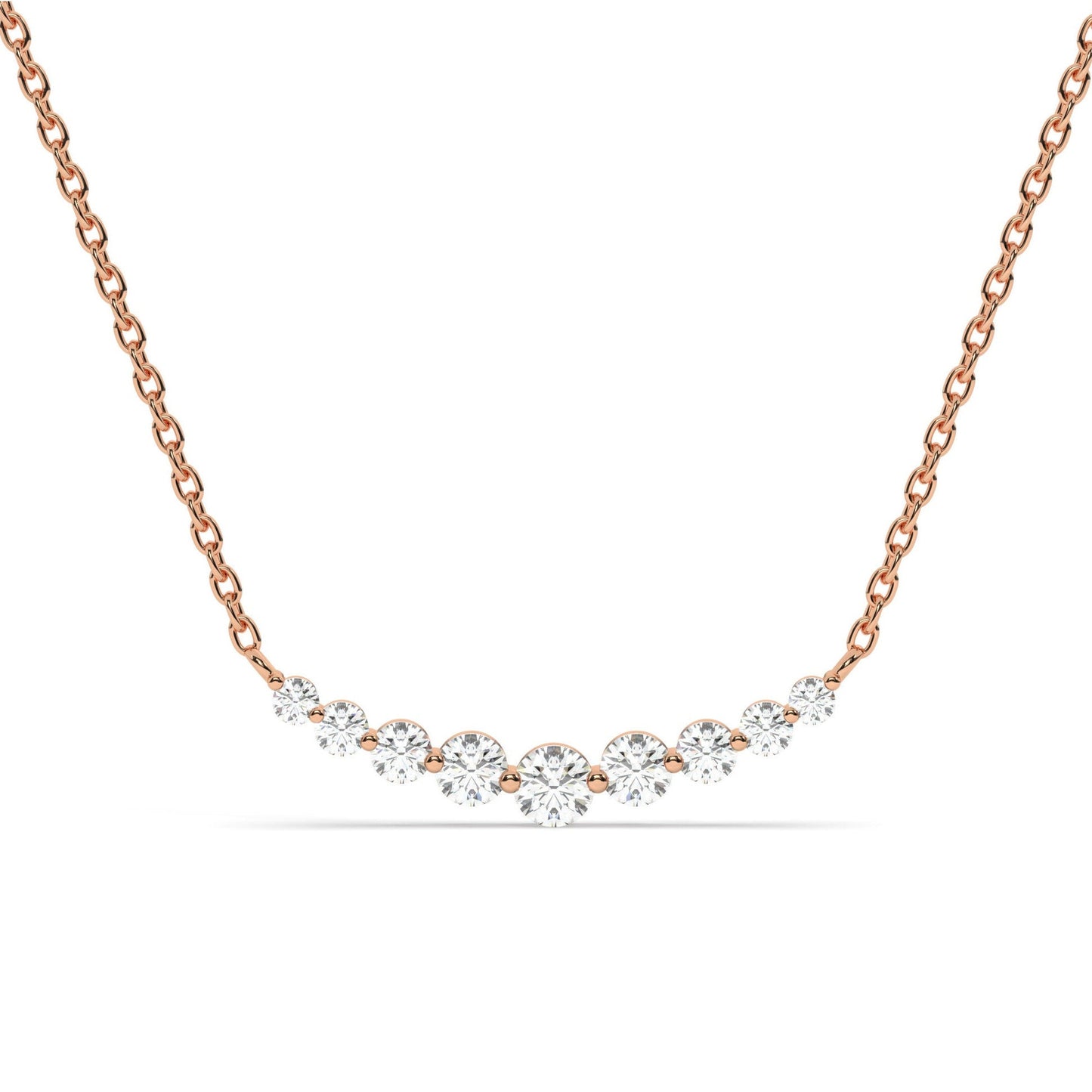 Floating Diamond Necklace, 14k Curved Bar Necklace, Minimalist Diamond Necklace / Gift for her / Dainty Diamond Necklace