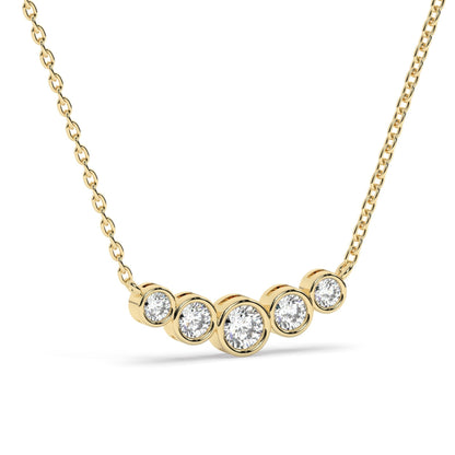 Curved Graduated Bezel Necklace / 14k Curved 5 Stone Bar Necklace / Minimalist Diamond Necklace / Wedding bridal anniversary gift for her