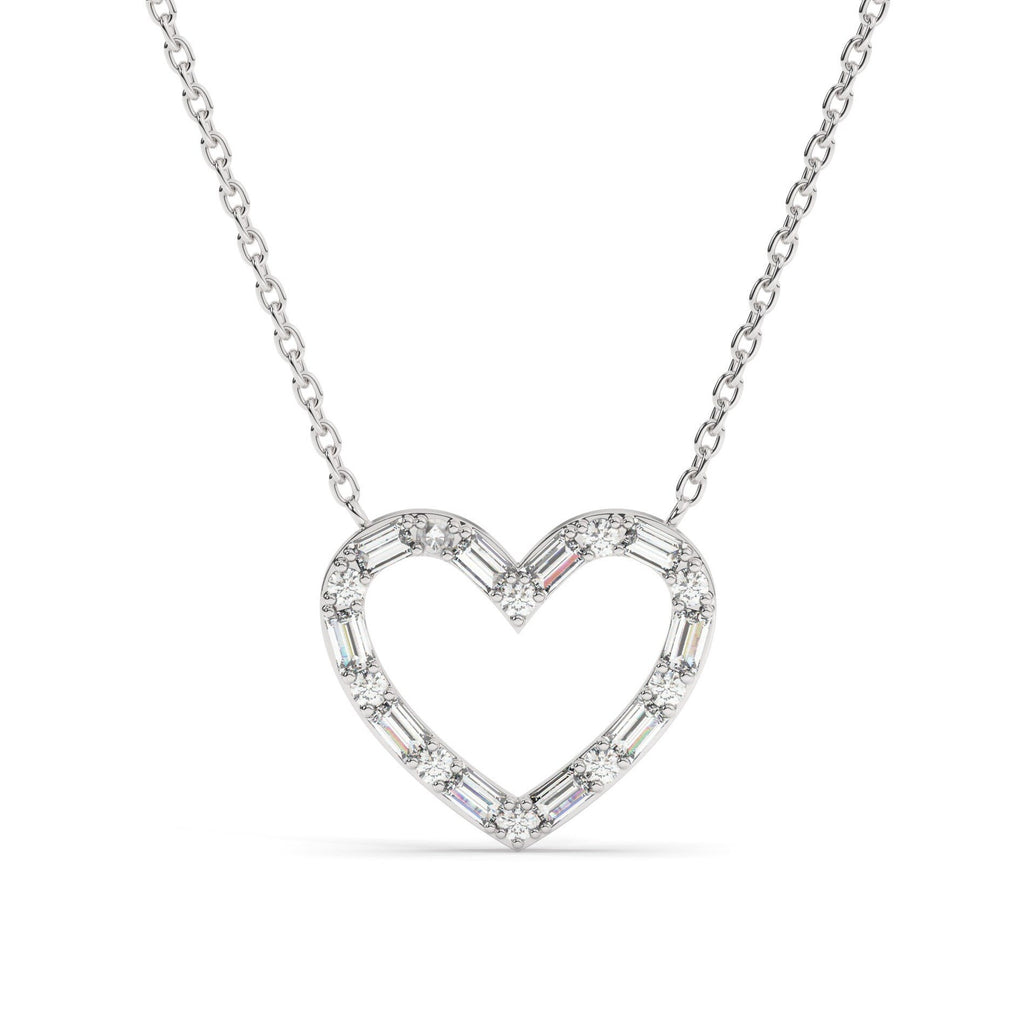 Baguette Diamond Heart Necklace