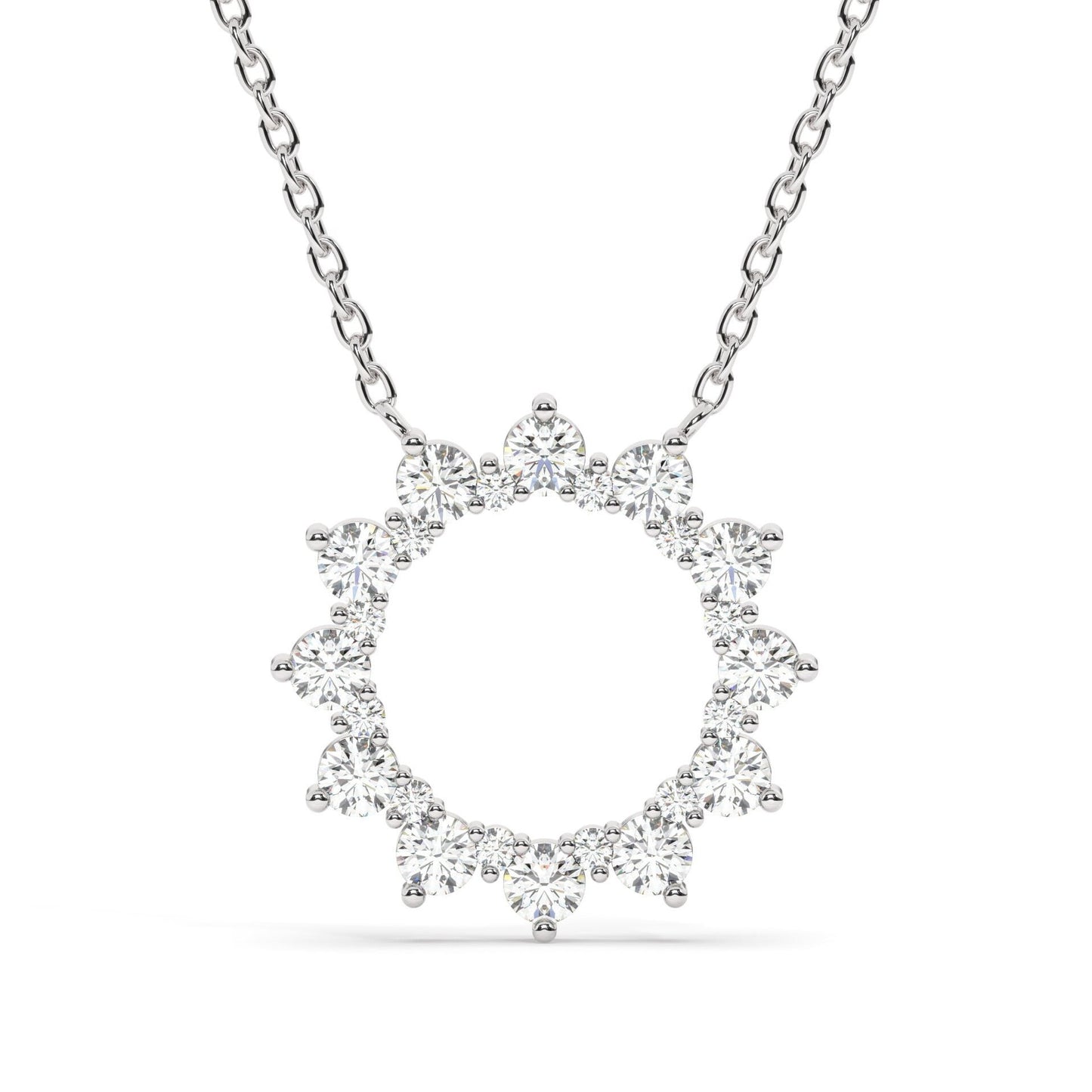 Diamond Circle Sunburst Necklace