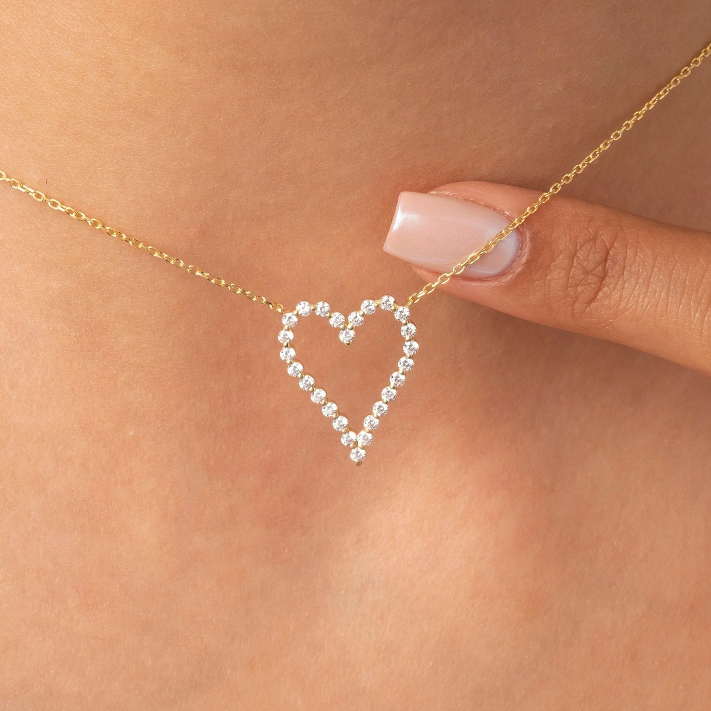 Diamond Curved Heart Necklace