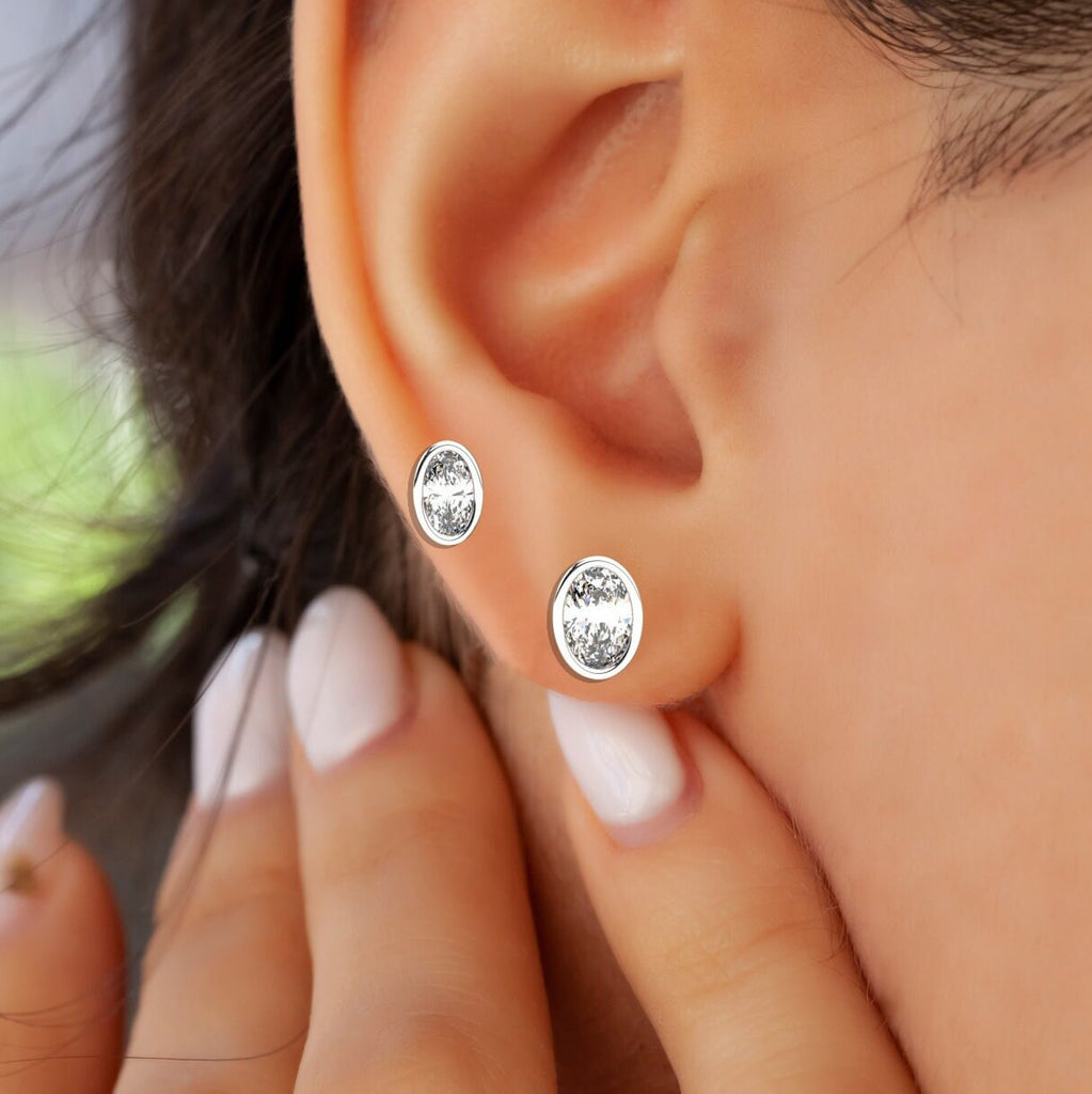 Oval Shape Diamond Studs