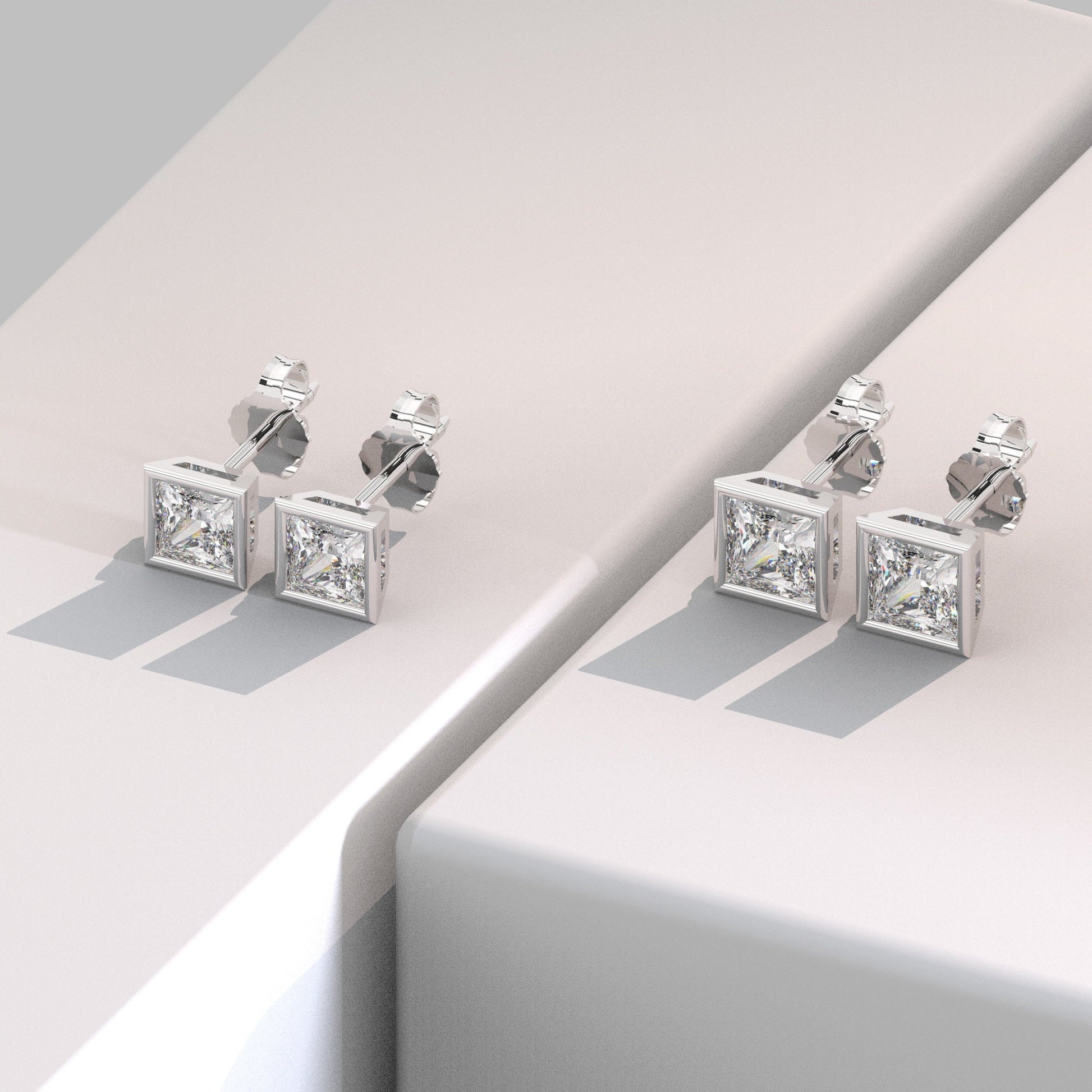 Princess Cut Diamond Studs / 0.10 - 0.50 ct Diamond Studs
