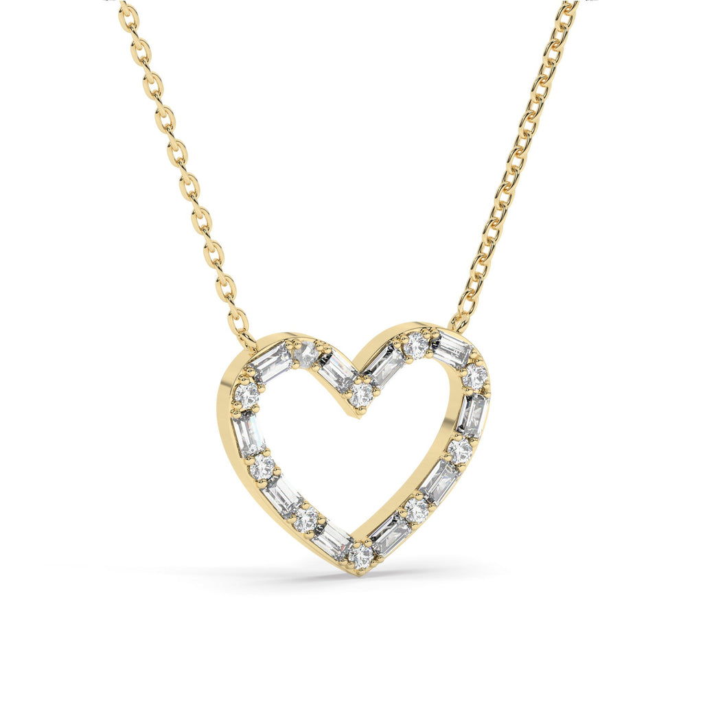 Baguette Diamond Heart Necklace
