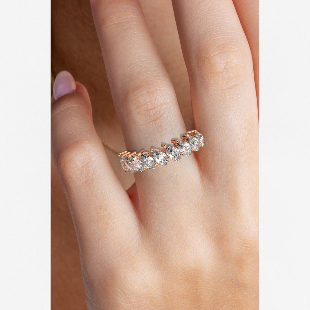 Tilted 1.8 CT Diamond Wedding Band 1.8 CT Pear Diamond