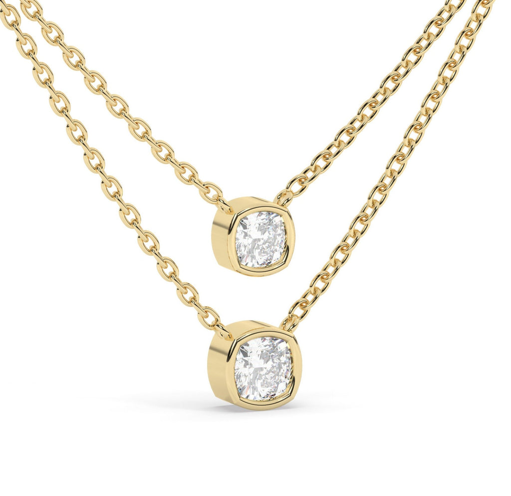Bezel-Set Cushion Diamond Necklace