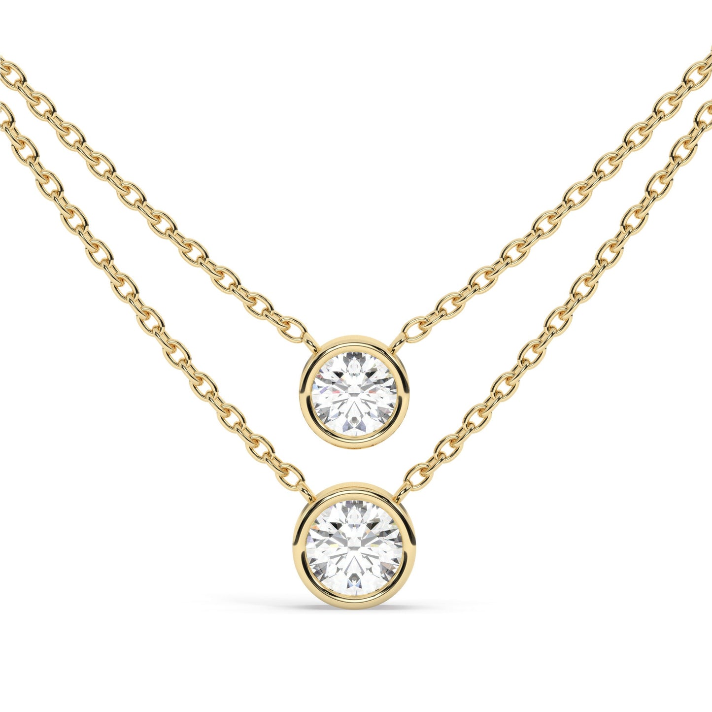 Bezel-Set Round Brilliant Cut Diamond Necklace
