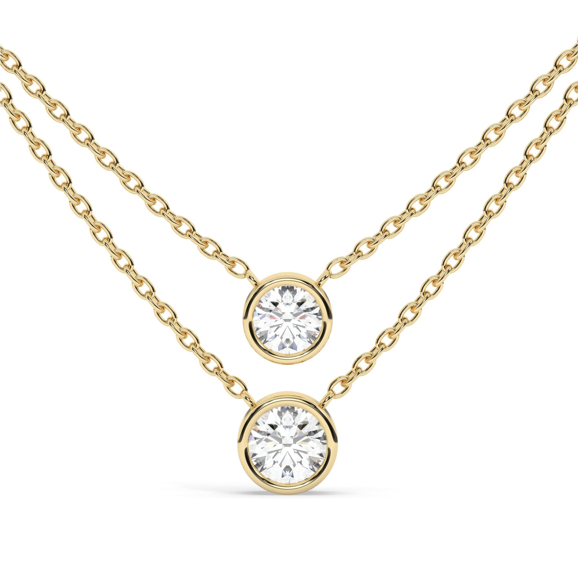 Bezel-Set Round Brilliant Cut Diamond Necklace