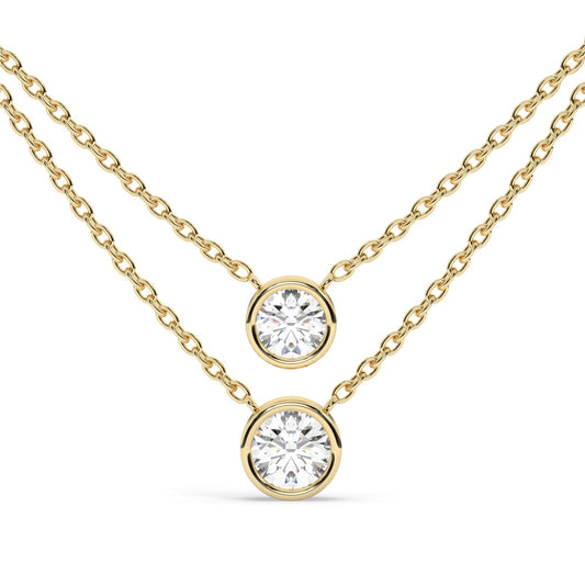 Bezel-Set Round Brilliant Cut Diamond Necklace