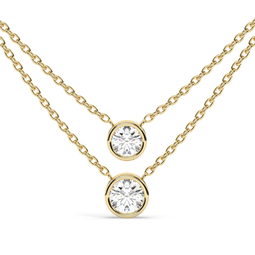 Bezel-Set Round Brilliant Cut Diamond Necklace