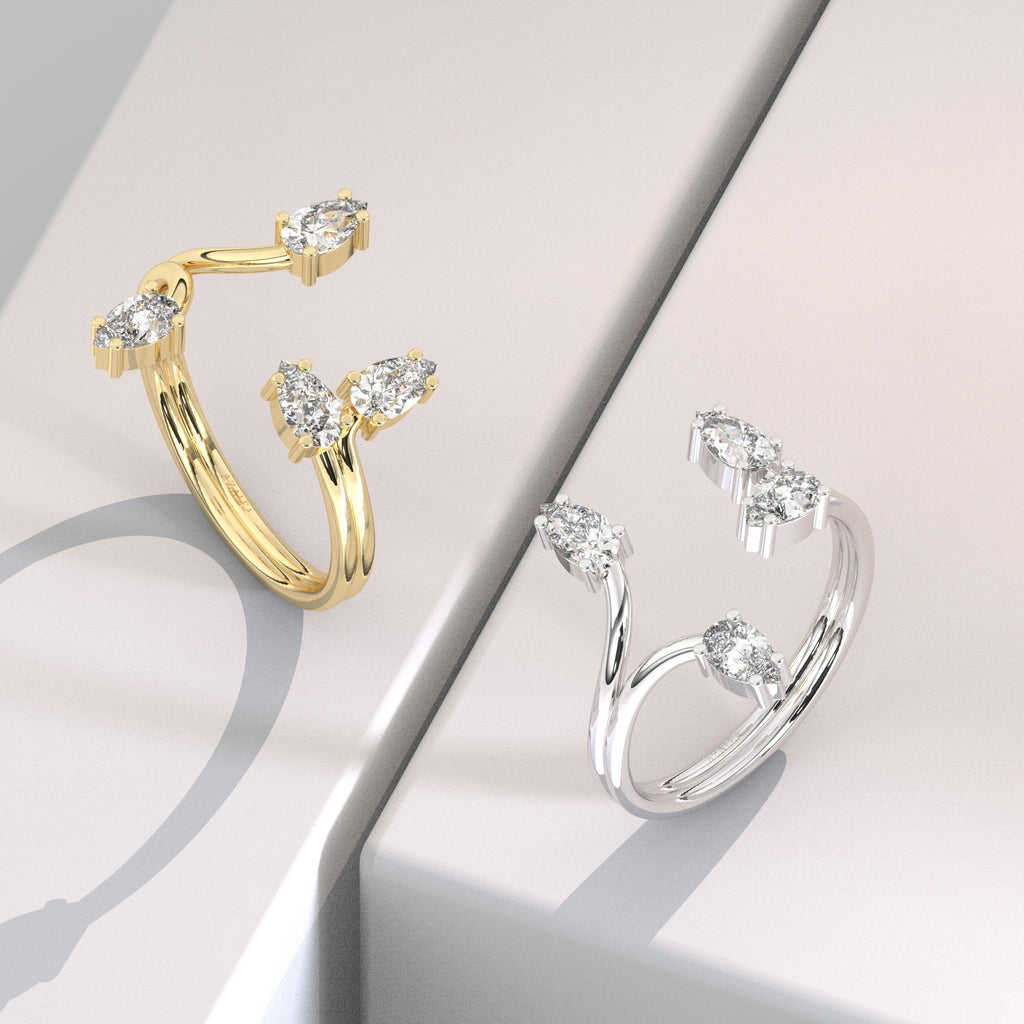 Pear Diamond Cuff Ring