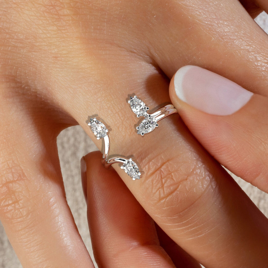 Pear Diamond Cuff Ring