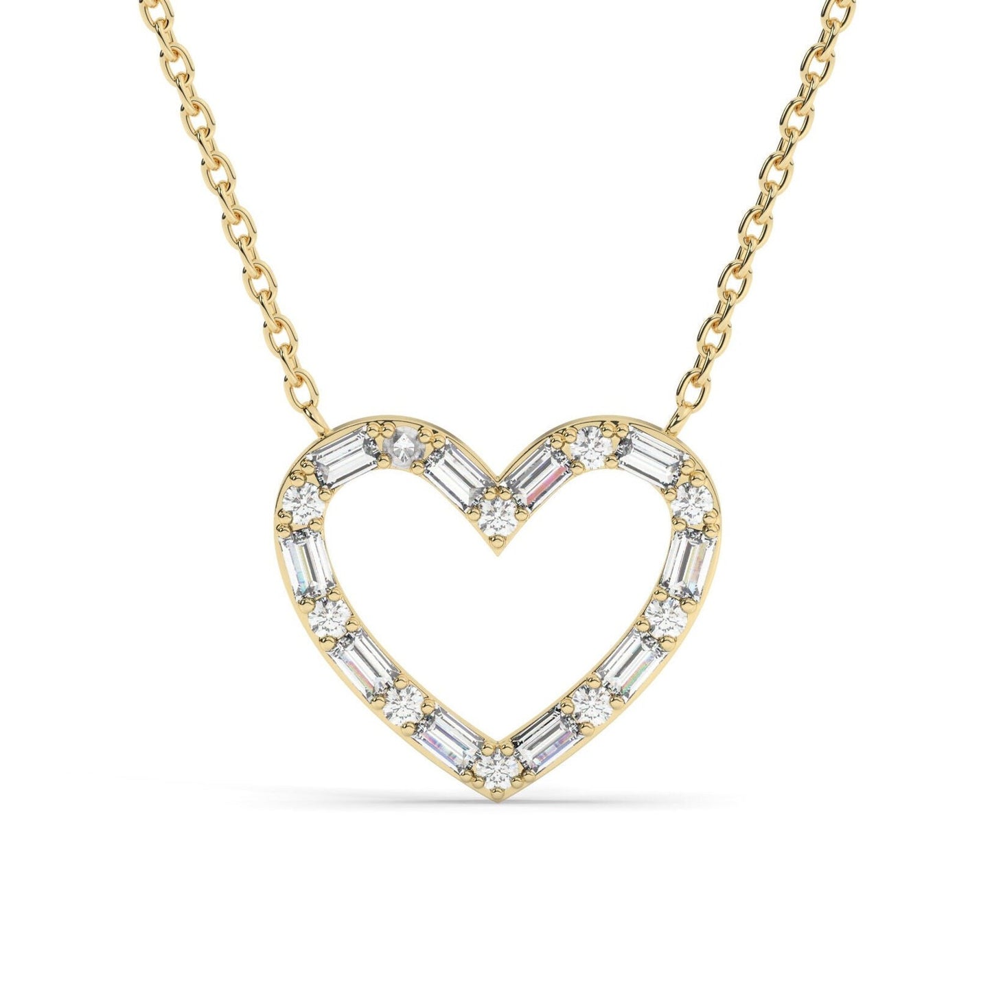 Baguette Diamond Heart Necklace