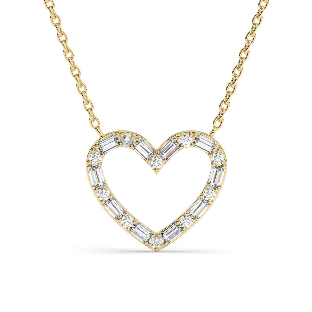 Baguette Diamond Heart Necklace