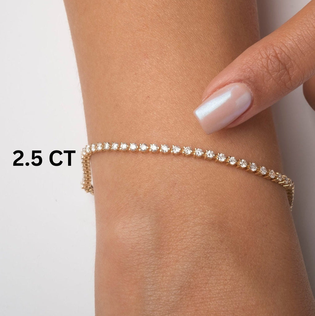 Three Prong Diamond Tennis Bracelet / 1.3 - 4.3 ct Diamond Tennis Bracelet