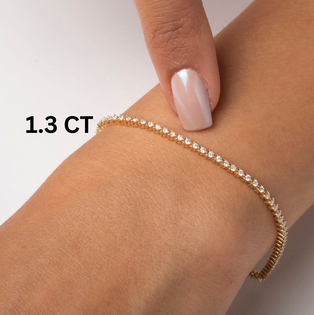 Three Prong Diamond Tennis Bracelet / 1.3 - 4.3 ct Diamond Tennis Bracelet