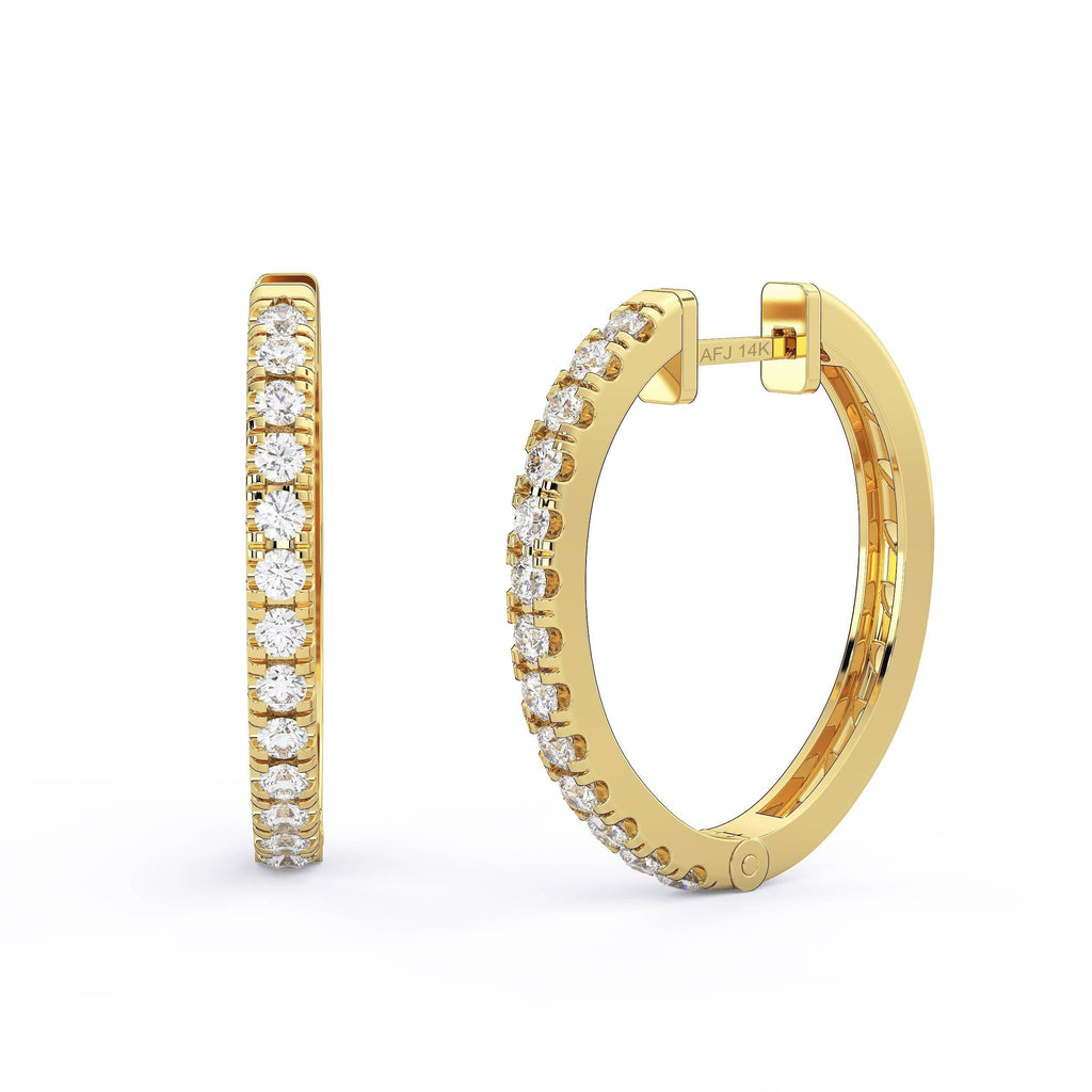 Diamond Hoop Earrings / 14k Gold Diamond Hoop Earrings / Diamond Huggie Earrings/ Gift
