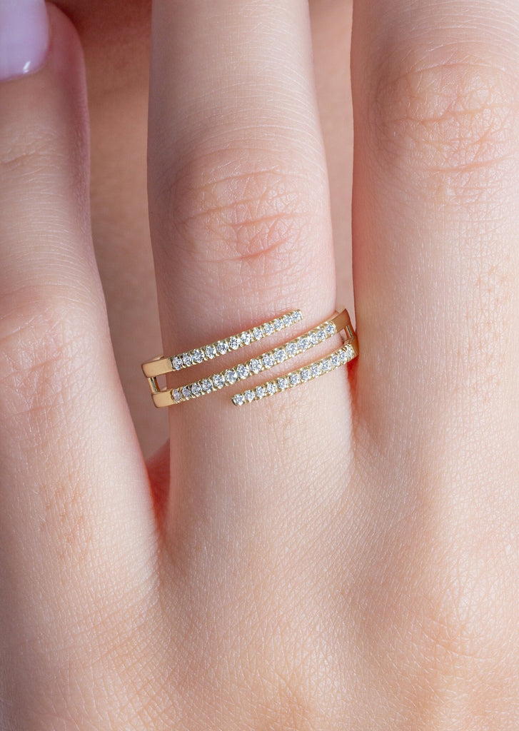 Diamond Spiral Cuff Ring