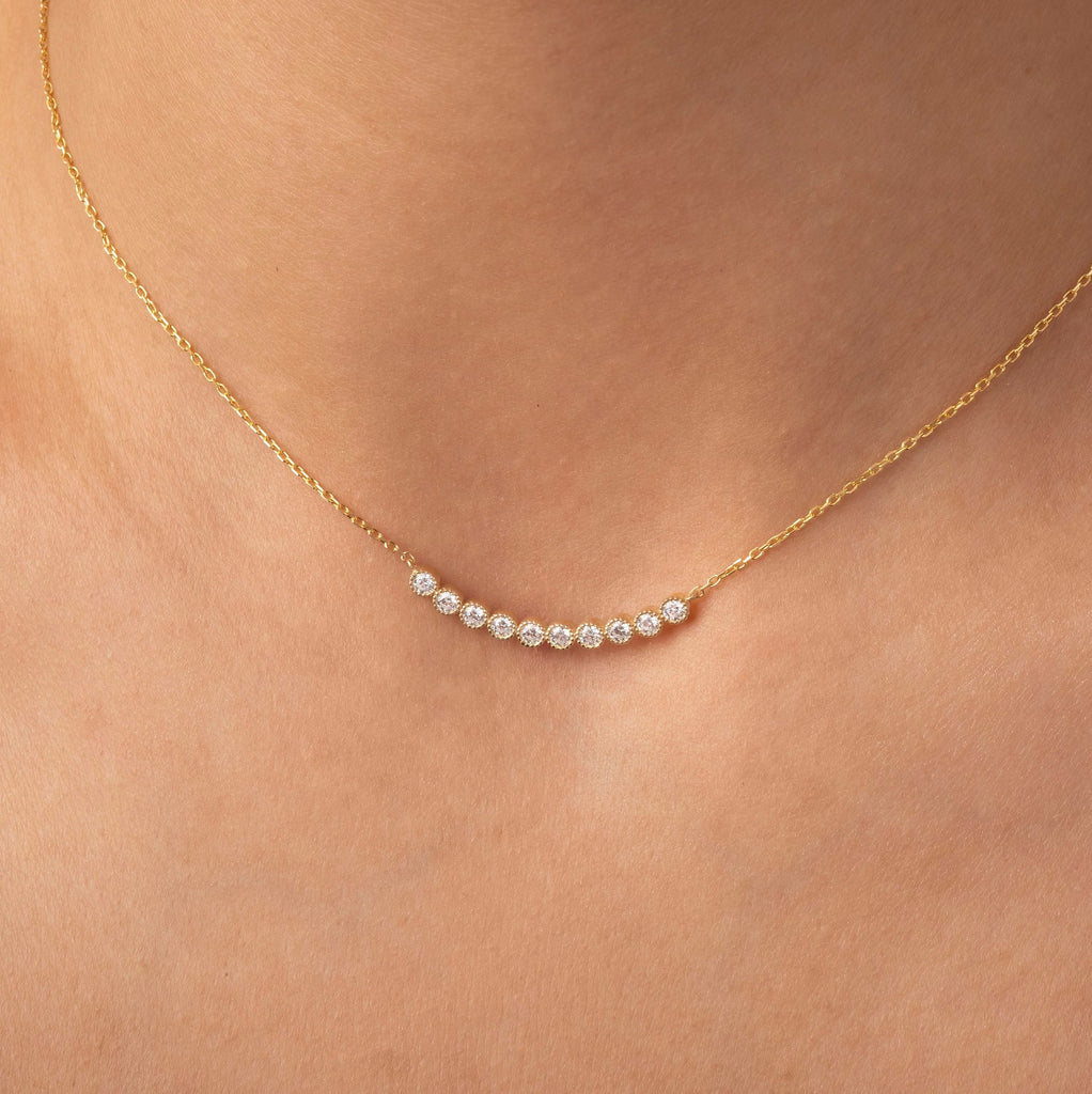 Diamond Curved Bar Necklace