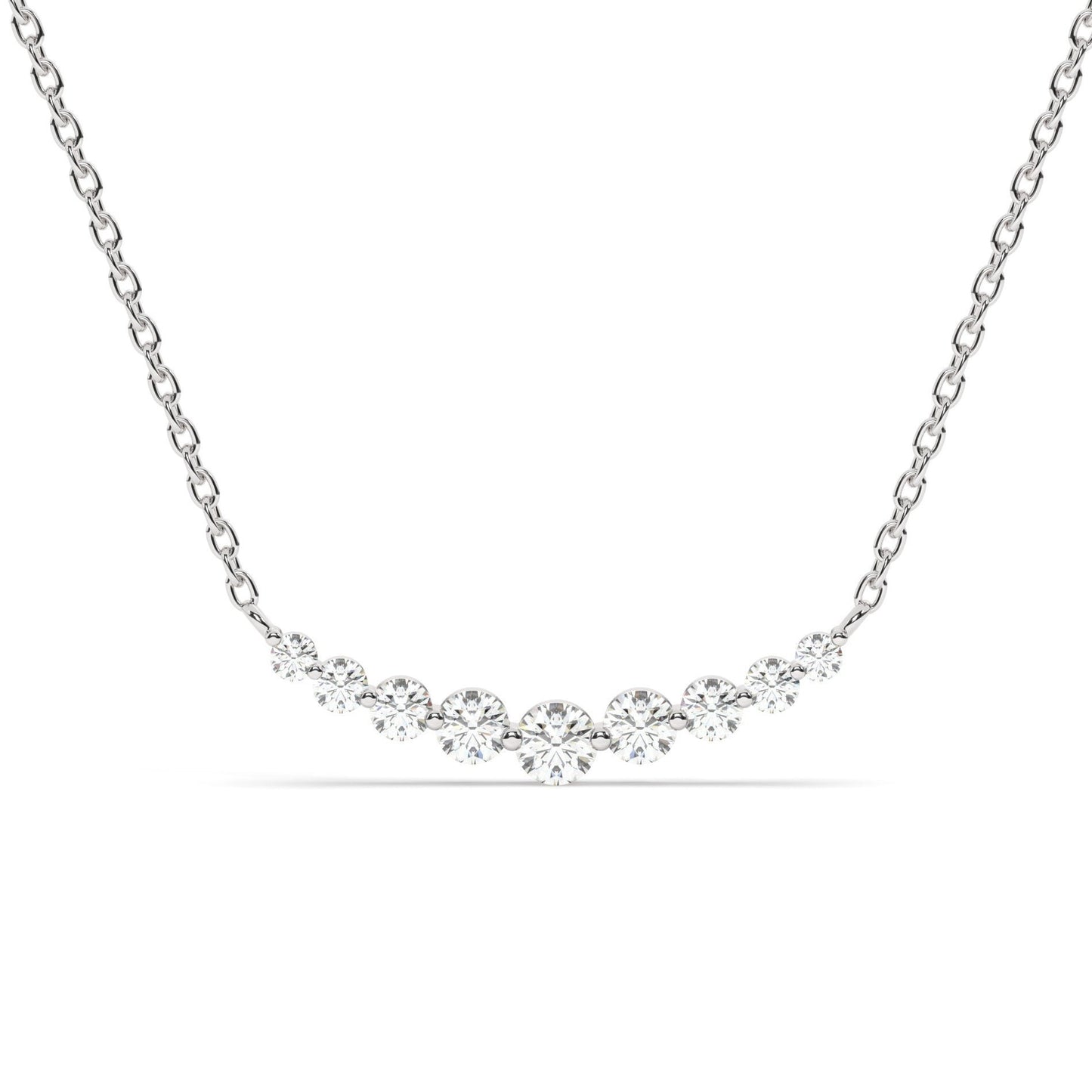 Floating Diamond Necklace, 14k Curved Bar Necklace, Minimalist Diamond Necklace / Gift for her / Dainty Diamond Necklace