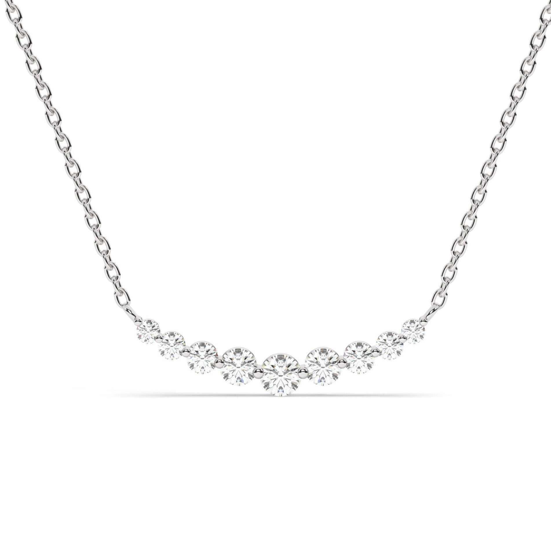 Floating Diamond Necklace, 14k Curved Bar Necklace, Minimalist Diamond Necklace / Gift for her / Dainty Diamond Necklace