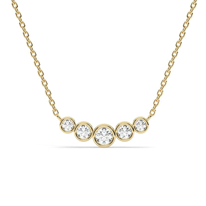 Curved Graduated Bezel Necklace / 14k Curved 5 Stone Bar Necklace / Minimalist Diamond Necklace / Wedding bridal anniversary gift for her