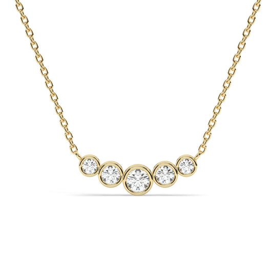 Curved Graduated Bezel Necklace / 14k Curved 5 Stone Bar Necklace / Minimalist Diamond Necklace / Wedding bridal anniversary gift for her