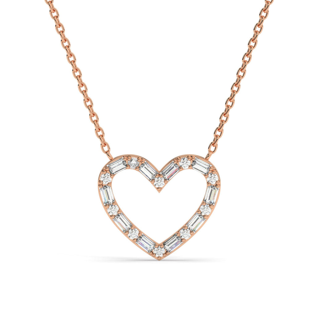 Baguette Diamond Heart Necklace
