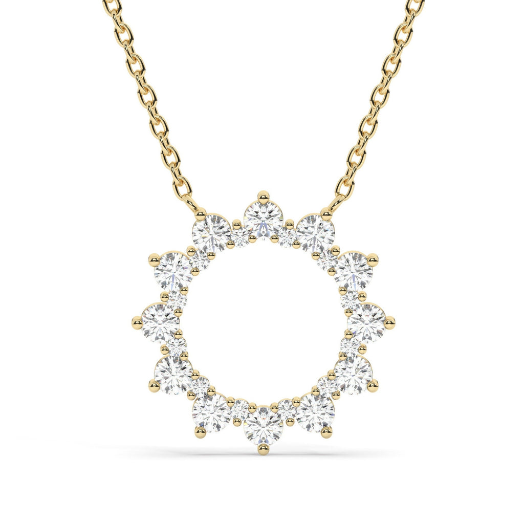 Diamond Circle Sunburst Necklace