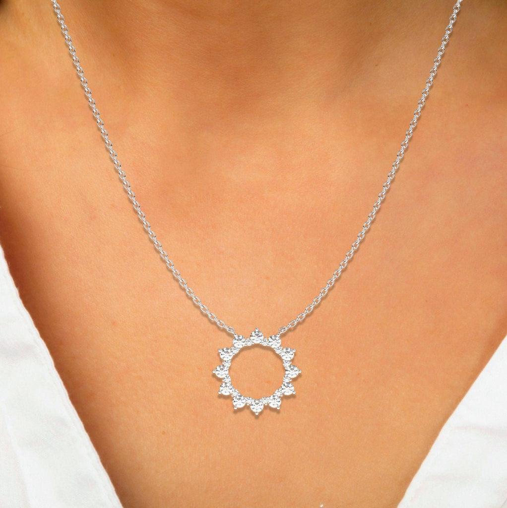 Diamond Circle Sunburst Necklace