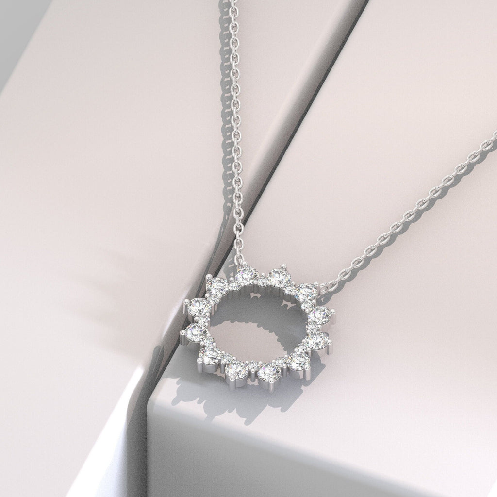 Diamond Circle Sunburst Necklace