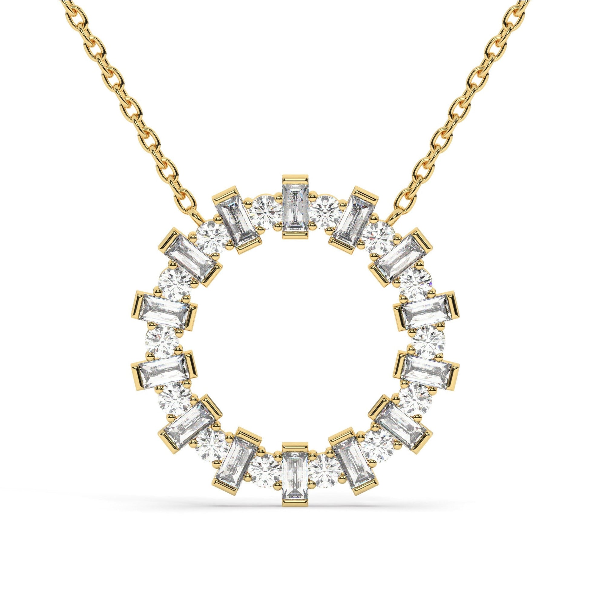 Baguette Diamond Circle Necklace